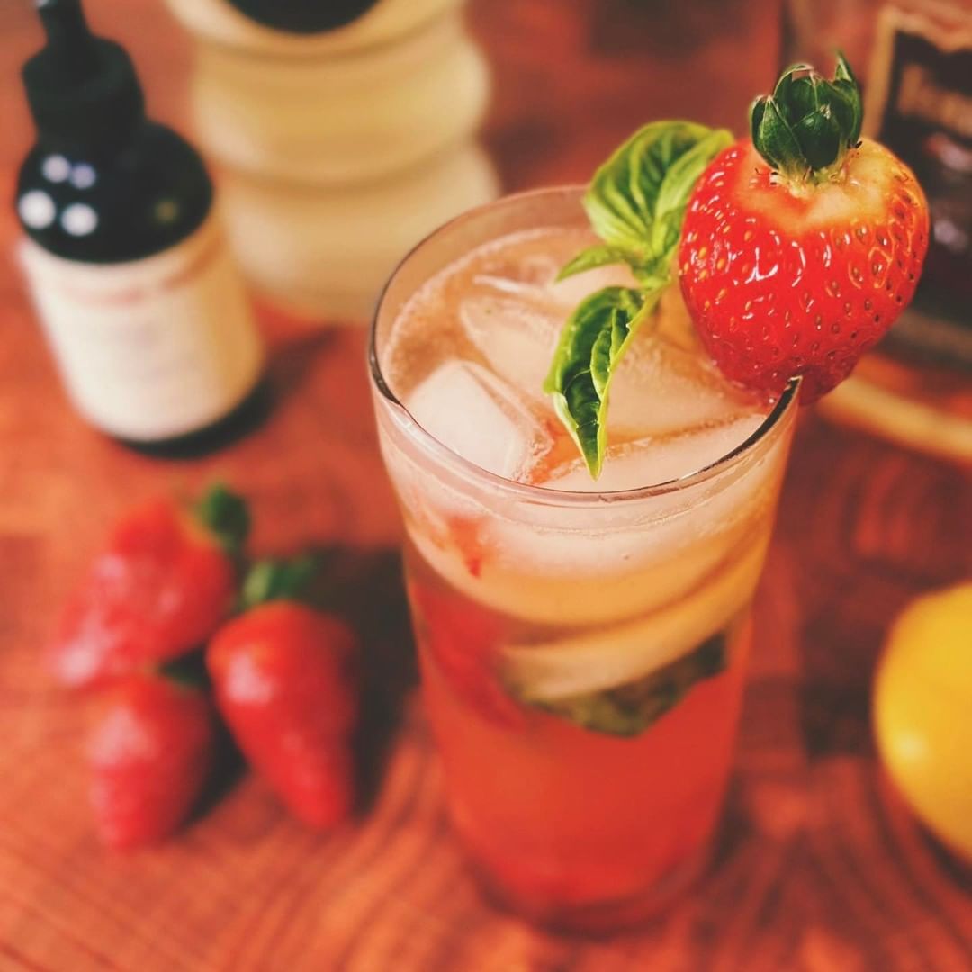 Strawberry Basil Bourbon Smash